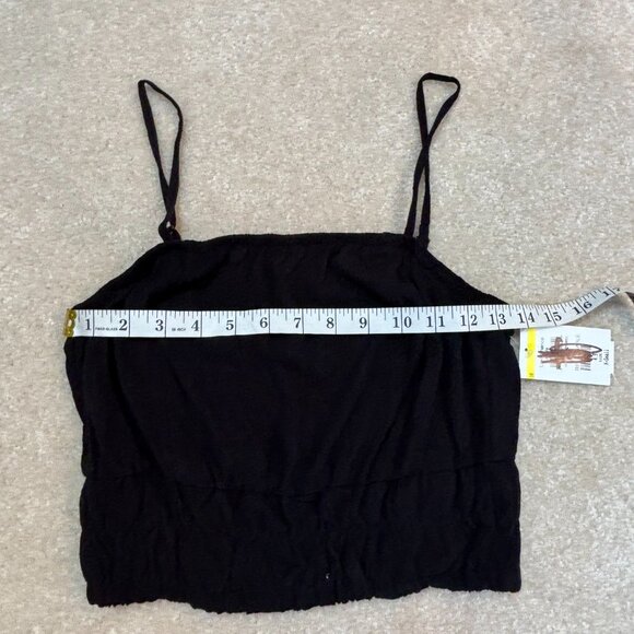 Urban‎ Social Linen Blend Crop Top Smocked Waist in Black Size XS NWT - Picture 4 of 6